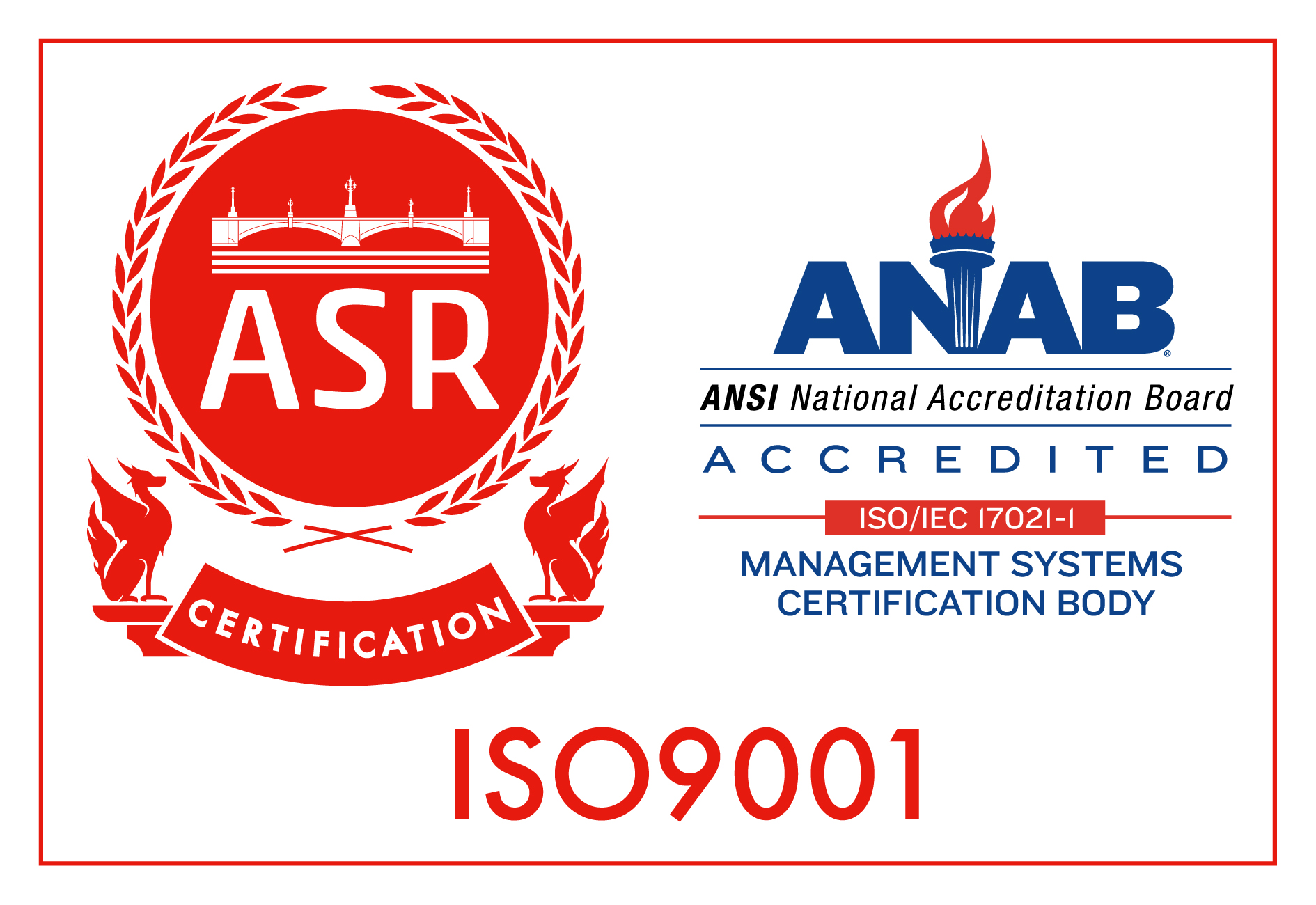 ASR ANAB ISO9001 認証ロゴ